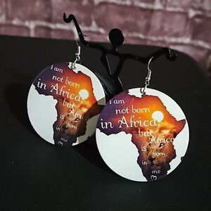 Ethnic 🎁 Lightweight Large Round Wooden Earrings NWOT